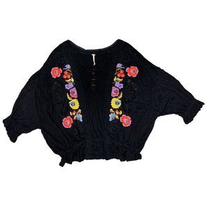 Free People, Women’s Multicolored Shirt, Floral Embroidered, XS, Used